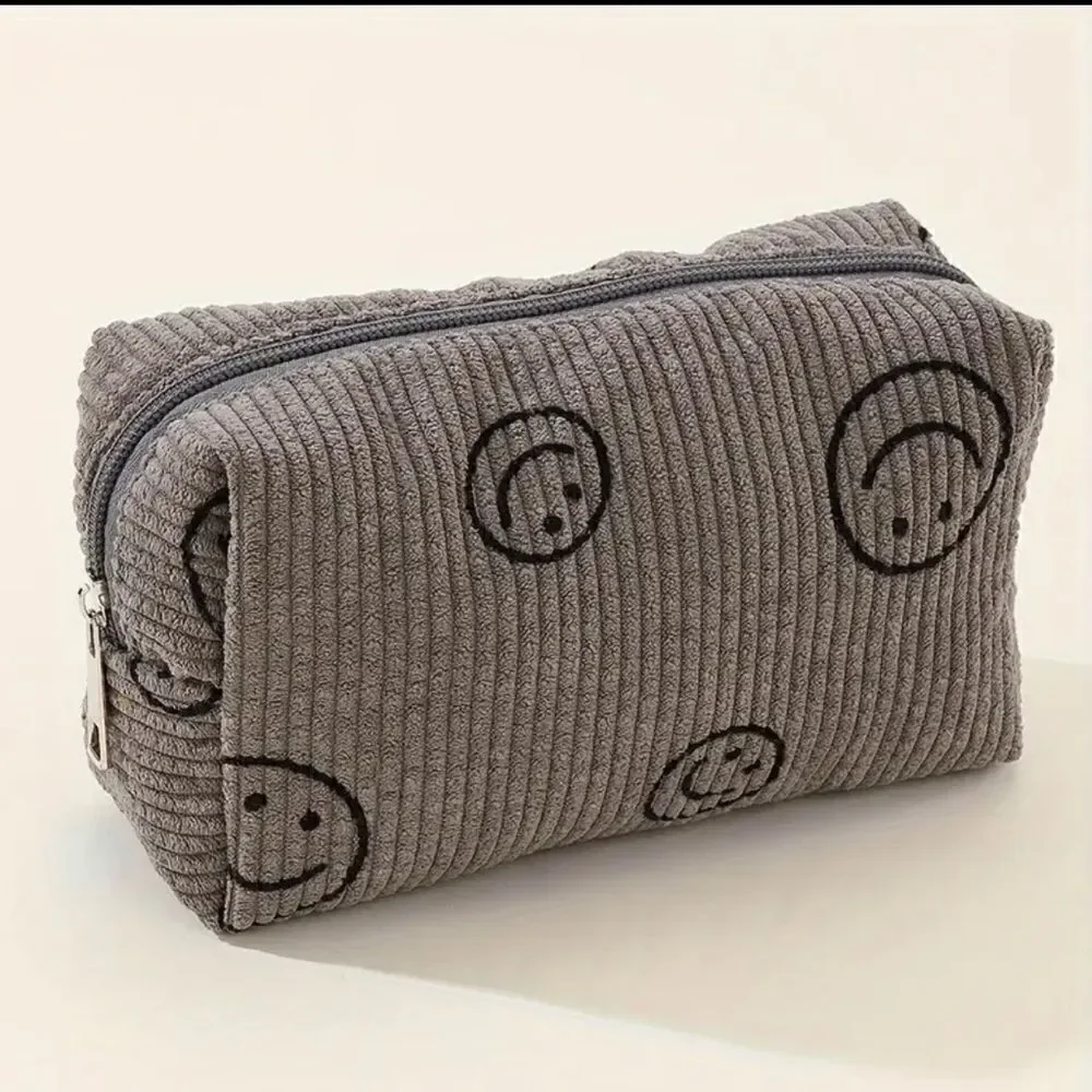 Smiley Face Corduroy Makeup Bags